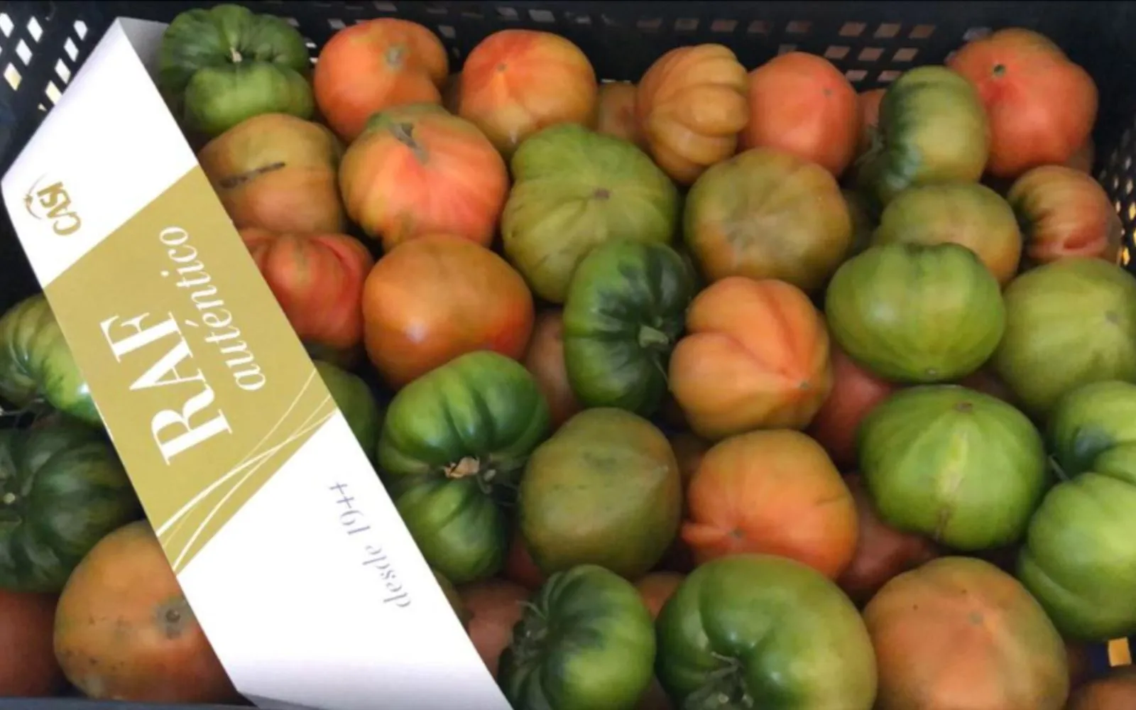 A box with raf tomatoes
